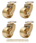 Four Pack Vintage Solid Brass Swivel Caster Wheels Built Tough Heavy Duty Ball Bearing Furniture Casters With Mounting Plates