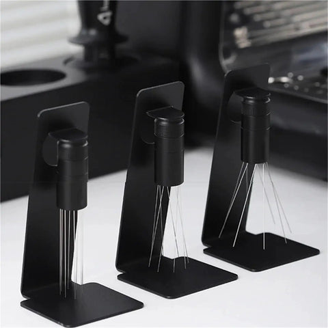 Professional Game Changing Coffee Distribution Tool With Magnetic Stand And Adjustable Wdt Needle Barista Coffee Stirrer arranged neatly.