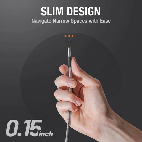 Two Way Articulating Borescope With Light For Auto Maintenance And Diagnostics, flexible 3.9mm probe close-up in hand