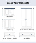 Diagram of various cabinet sizes for Three Pack 1 1/4 Inch Brushed Gold Solid Zinc Cabinet Knobs Heavy Duty Round Single Hole Drawer Pulls