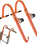 Two Pack Roof Ladder Hooks With Wheel Stabilizers For Built Tough Steel Support, Roof Ridge Extension, Rubber Grip T Bar For Damage Prevention, 500 Lb Weight Rating, Quick And Easy Access To Steep Roofs, Patent Design