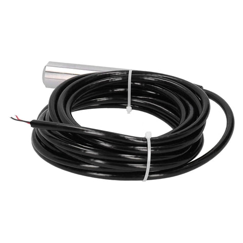 Industrial Water Level Sensor Transmitter With Stainless Steel Probe 0 To 7 Meter Range Built Tough For Rugged Water Monitoring System IP68 Waterproof 5 Meter Cable And Detachable Probe coiled with visible cable and probe detail.