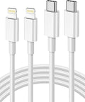 USB‑C to Lightning cables, 2‑pack, white, 3 ft, Apple MFi-certified, Power Delivery fast charging