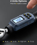 Digital Torque Wrench One Quarter Inch Drive With Buzzer And LED Indicator, Pro-Grade Accuracy 1.1-22.1 Ft-Lbs And 1.5-30 Nm, Quick-Swap Socket Head, Electronic Wrench Kit With Bits And Sockets For Bikes, Motorcycles, And Gunsmithing. digital display and 4 unit options