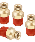 1/4 Inch Quick Push To Connect Brass Union Straight Fitting High Quality DOT Approved For Tube OD X NPT Thread Air Line Adapter Suspension Kit For Truck Trailers And Brake System 4pcs