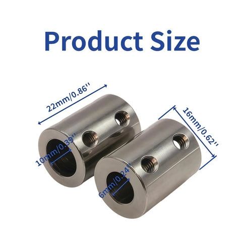 Stainless Steel Shaft Coupler 8mm To 10mm, Zero Backlash Rigid Coupler, 2 Pack For 3D Printers CNC Machines And Robotics, Precise Torque Transmission, Durable Motion Transfer; 22mm x 16mm size