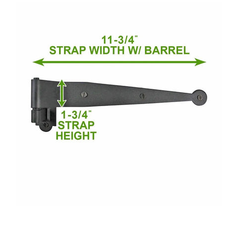 Pack Of 8 Black Pintle Strap Hinges 11.75 Inch Offset Colonial Shutter Hardware Built To Last With Wrought Iron Rust Resistant