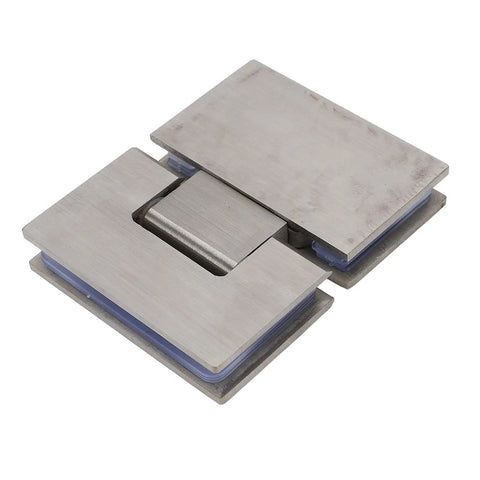 Beefy Frameless Glass Shower Door Hinge 180 Degree Swing, 120 Lb Load Capacity, Stainless Steel for 8mm to 12mm Glass, Heavy Duty Bathroom Door Hardware That Keeps Your Shower Door Solid, stainless steel hinge close-up