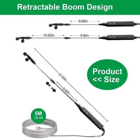 Electric Sprayer Wand For Lawn And Garden, 23.6 Inch Telescopic Battery Powered Sprayer with adjustable length and 16.4 ft hose