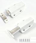 Push To Open Cabinet Latch Kit Magnetic Drawer Catch With Strong Hold Handle Free Cabinet Hardware 2 Pack For Seamless Soft Open And Modern No Knob Design white magnetic latch set with screws