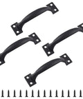 4 Pack Vintage 4 Inch Barn Door Pulls And Cabinet Handles Set Screw In Drawer Pulls Black Durable Metal Hardware For Kitchen Cabinets