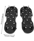 Lawn Aerator Shoes 1 Pair With Adjustable Buckles For Lawns Gardens And Patios, Durable PP Plastic Nail Shoes Tool For Deep Soil Aeration shown with dimensions.