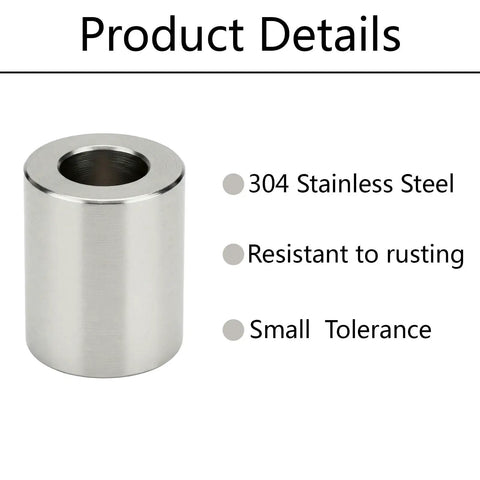 Five Pack Heavy Duty Stainless Steel Spacers Three Eighths Inch Bore Three Quarters Inch Outer Diameter One Inch Length Unthreaded