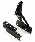 Top Shelf Soft Close Hinges For Toy Box 2 Pack in matte black finish, showcasing heavy-duty lid supports with springs.