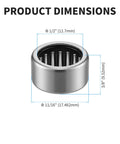 Five Pack SCE86 Needle Roller Bearings With Half Inch Inner Diameter Eleven Sixteenths Inch Outer Diameter Dimensions Diagram