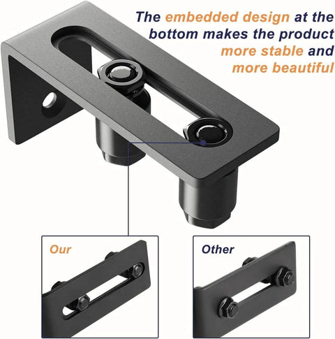Sliding Barn Door Bottom Floor Guide Roller Set, Black, Quiet And Smooth Operation, Adjustable For A Tight Fit showing embedded design