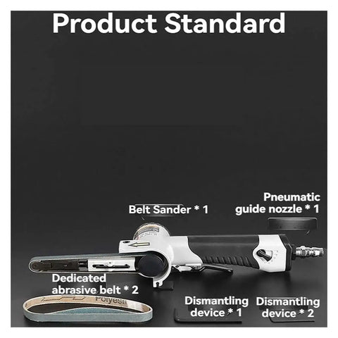 Handheld Air Belt Sander For Woodworking And Metal, Multi Angle Pneumatic Polisher With Adjustable Belt, detailed product standard image.