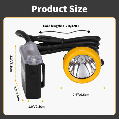 Hard Hat Mining Headlamp With Battery Pack, Dual LED Illumination 1 Main LED And 2 Auxiliary LEDs, Rechargeable, Waterproof, Explosion Proof Cap Lamp For Mining Tunneling Outdoor Work Sites