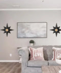 Living room with 16 Inch Black Star Flush Mount Ceiling Light 2 Pack Dope Modern Industrial Ceiling Fixture as wall sconces.