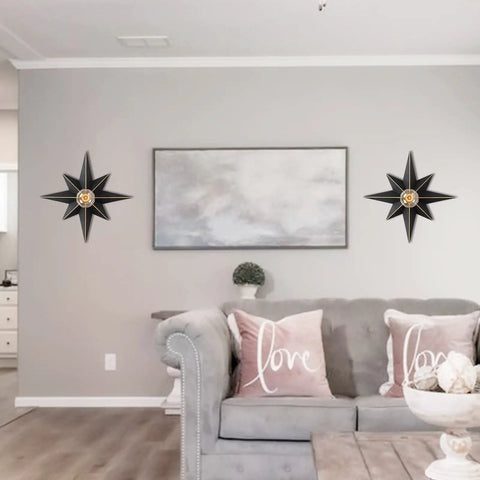 Living room with 16 Inch Black Star Flush Mount Ceiling Light 2 Pack Dope Modern Industrial Ceiling Fixture as wall sconces.