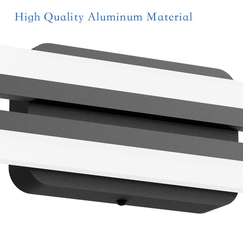 Close-up view of 32 Inch Black LED Vanity Light For Bathroom With Frosted Aluminum Finish Dope Modern Vibe White Daylight 6000K