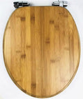 Top Shelf Heavy Duty Solid Wood Toilet Seat Cover With Silent Slow Close Hinge And Natural Bark Finish, overhead view.