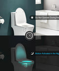 Motion Sensor Toilet Night Light With Eight Color Changing Led Glow For Bathroom Hands Free Auto On In Darkness Perfect For Midnight Pee Energy Saving Nightlight Fun Gift For Family