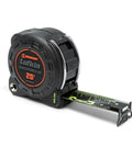 Shockforce G2 25 Foot Nite Eye Magnetic Tape Measure With Thick Blade And Tough As Nails Coating, black with green markings.