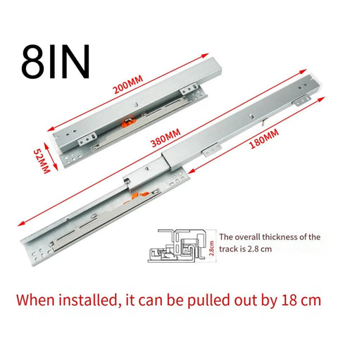 Side Mount Ball Bearing Drawer Slides 200mm For Furniture And Cabinets Smooth Quiet Glide No Squeak Floor Mounting Steel