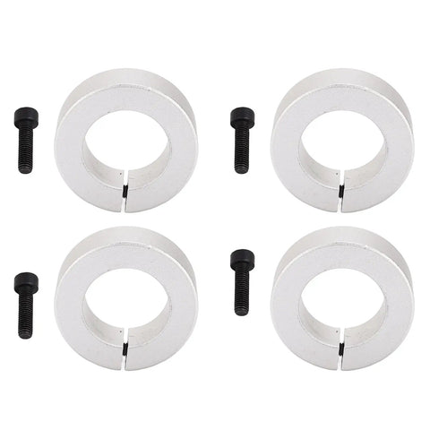 Grab Four Piece Split Shaft Collars Made From Rad Aluminum Alloy With One Inch Bore For Screw Clamping In Gear Boxes And Motor Bases Holding Lines While You Work Without Breaks Ensuring Reliability For Every Job You Handle Today. Four 1-inch aluminum split shaft collars with screws