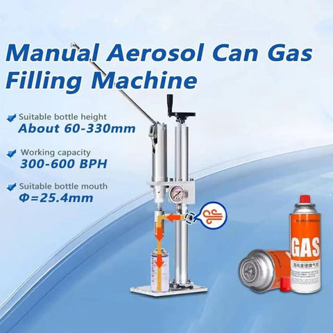 Slick Manual Aerosol Spray Can Filler Machine For Zero Hassle Paint Refills And Butane Gas Tanks with bottle height 60-330mm.