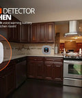 No Brainer CO Alarm With Digital LCD Display And Voice Warning Battery Powered Home Safety Detector in kitchen setting