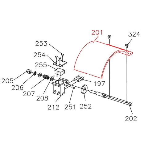 Exploded diagram of Durable Transparent Lathe Chuck Guard Cover For C2 C3 SC2 CJ0618 Grizzly G0765 Jet BD 7 with components labeled.