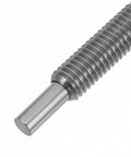 Heavy Duty Retractable Stainless Steel Plunger Pin With Spring Loaded Handle Knob For Drop Dead Solid Cabinet Security Quick Snap Toolbox Latch And Drawers close-up of metal plunger pin with threaded body.