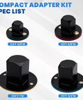 Check Out This Low Profile Impact Socket Adapter Set With Four Pieces To Go From 1/4 Inch All The Way Up To 1 Inch. These Heavy Duty Magnetic Drive Ratchet Adapters Are Totally Sweet For Tight Spots And Make Your Tools Work Like A Charm Every Time You. four-piece low profile impact socket adapters, black chrome vanadium steel, 1/4F to 3/8M and 1/2F to 3/4M