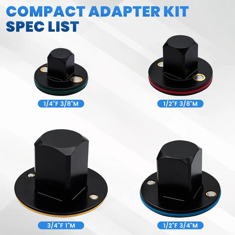Check Out This Low Profile Impact Socket Adapter Set With Four Pieces To Go From 1/4 Inch All The Way Up To 1 Inch. These Heavy Duty Magnetic Drive Ratchet Adapters Are Totally Sweet For Tight Spots And Make Your Tools Work Like A Charm Every Time You. four-piece low profile impact socket adapters, black chrome vanadium steel, 1/4F to 3/8M and 1/2F to 3/4M