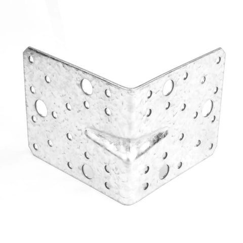 Heavy Duty Galvanized Steel Angle Bracket Set Delivers Helluva Strength To Wood Joins Featuring Rock Solid Reinforcement in corner view