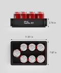 Stackable Plastic Storage Bin Organizer Tray With Straight Walls, Heavy Duty 0.5 Gallon Totes, 12x8x3 Inches, Gray, 1 Pack for desk, vanity, or dorm; cans inside for size reference.