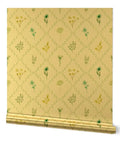 Cottage Floral Gold Metallic Wallpaper showcasing rich fibrous texture and effortless paste application for ultimate room refresh vibes.