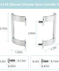 Heavy Duty Chrome Plated Shower Door Handle Replacement Set dimensions and mounting hardware specifications.