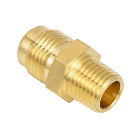 2 Pack Brass Tube Fitting Half Union Gas Adapter 3/8 Flare And 1/4 NPT Male Pipe Connector Heavy Duty Brass Construction
