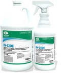 Pro Grade Hospital Disinfectant Spray That Kills Ninety Nine Point Nine Percent MRSA And H1N1 EPA List N Registered Medical Grade For Home Office Clinic Use Fresh Scent One Gallon Plus Thirty Two Ounce Bundle, with bottles displayed front and trigger spray nozzle visible