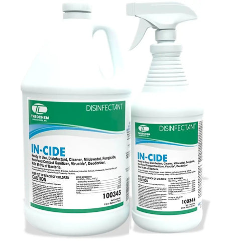 Pro Grade Hospital Disinfectant Spray That Kills Ninety Nine Point Nine Percent MRSA And H1N1 EPA List N Registered Medical Grade For Home Office Clinic Use Fresh Scent One Gallon Plus Thirty Two Ounce Bundle, with bottles displayed front and trigger spray nozzle visible