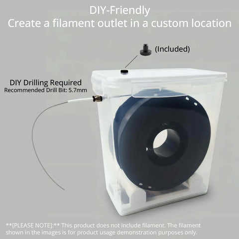 Heavy Duty 5.8L 3D Printing Filament Storage Box with Airtight Seal and Stackable Bins for 1kg Spools DIY drilling setup