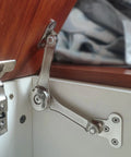2 Pack Concealed Cabinet Hinges With Soft Close Heavy Duty Zinc Alloy Door Hinges installed in a wooden cabinet corner