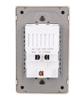 Heavy Duty Wall Outlet With Dual Usb And Type C Fast Charge Ports, 15A Power Receptacle Plug For Living Room Or Office, Ditch The Cable Clutter, Reliable Flame Retardant Build, installed view.