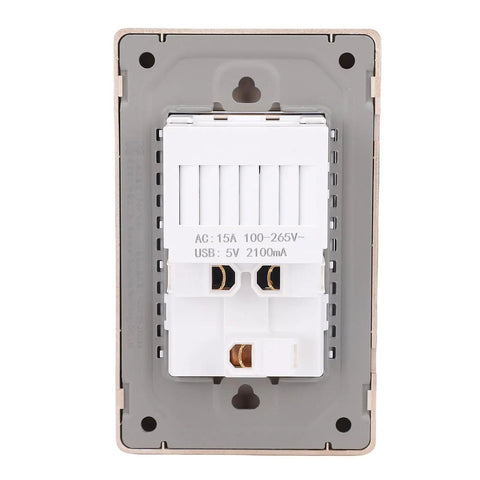Beast Mode Wall Outlet With USB-C And USB Ports, 15 Amp Receptacle showing white and gray design with gold plated connections.