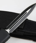 Close-up of blade and handle of Compact Pocket Hunting Knife With Glass Breaker For Camping And Survival Ready Gear For Hunters And Outdoor Prep