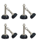 Rock Solid Adjustable Leveling Feet 8 Pack Threaded M12 M16 M18 Rotating Bases For Heavy Duty Mechanical Workbenches And Shop Tables With Four Inch Wide Pads, four leveling feet with threaded rods and rubber bases.