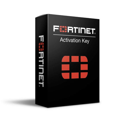Fortinet activation key box, black packaging with red logo, part of Heavy Duty FortiGate 60F Network Firewall With Zero Hassle Five Year Ultimate Tech Protection.